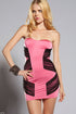 Sexy Strapless Mesh Sides Overlay Mini Dress in Pink